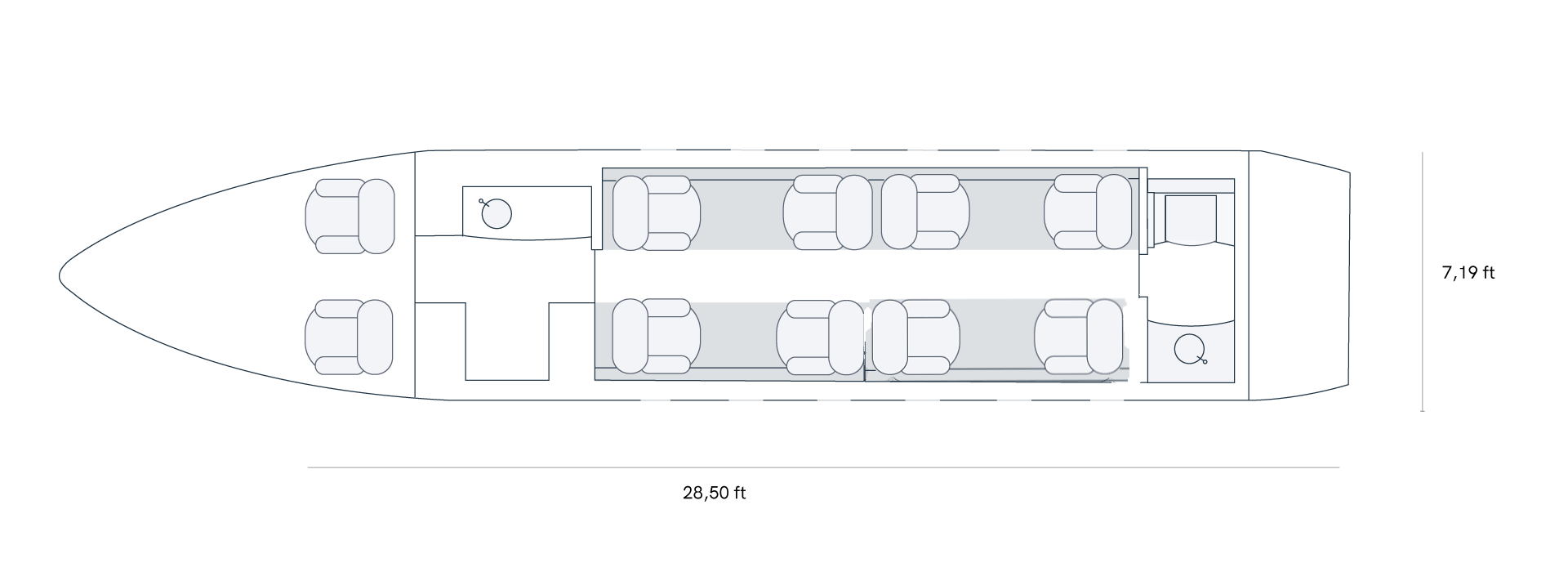 BUBI-BOOM-BHGN-BEKP_FLOORPLANS_V4 Grundriss eines BOMBARDIER Challenger 300 Privatjets